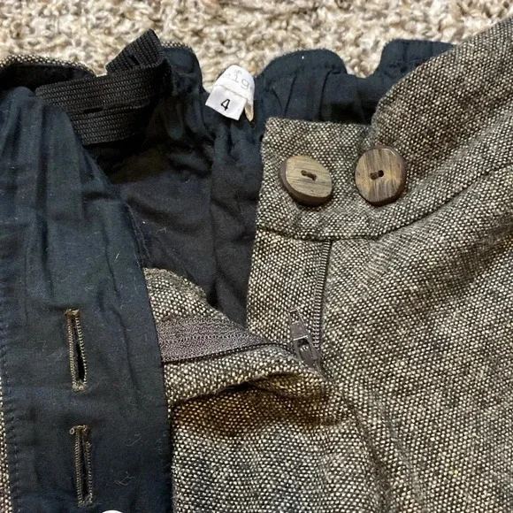 Neige from Paris wide Leg Crop Trousers Tweed Pleated Black & beige - Picture 4 of 9